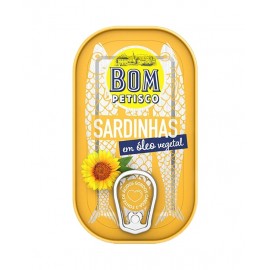 BOM Petisco Sardinhas em Óleo Vegetal 120Grs Pack 15 Cx. 30