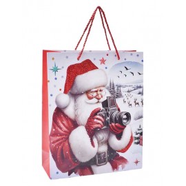 Saco Presente Papel Pai Natal 24x18x8,5 Cm Pack 12