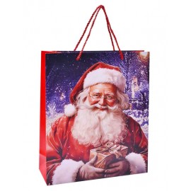 Saco Presente Papel Pai Natal 24x18x8,5 Cm Pack 12