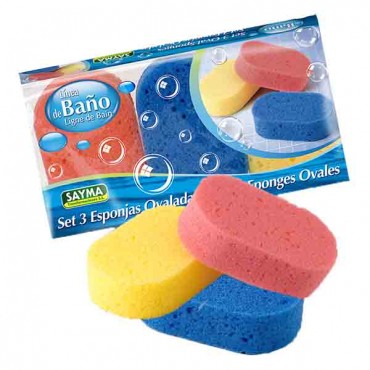 SAYMA Esponja de Banho Oval Pack 3 Cx. 14