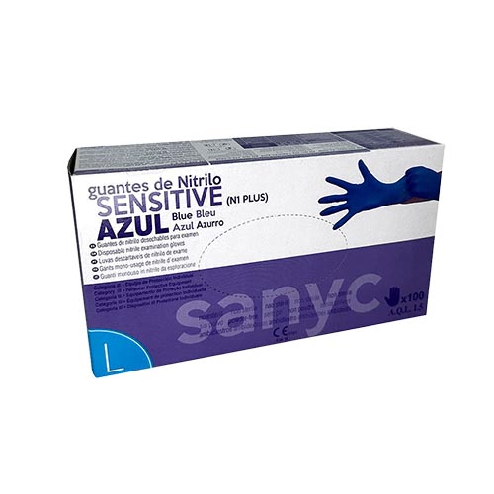 SANYC Sensitive Luva Nitrilo Azul Tamanho L Cx. 10