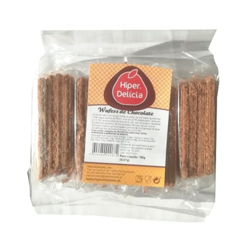 HIPER DELÍCIA Wafers Chocolate 185 Grs Cx. 22