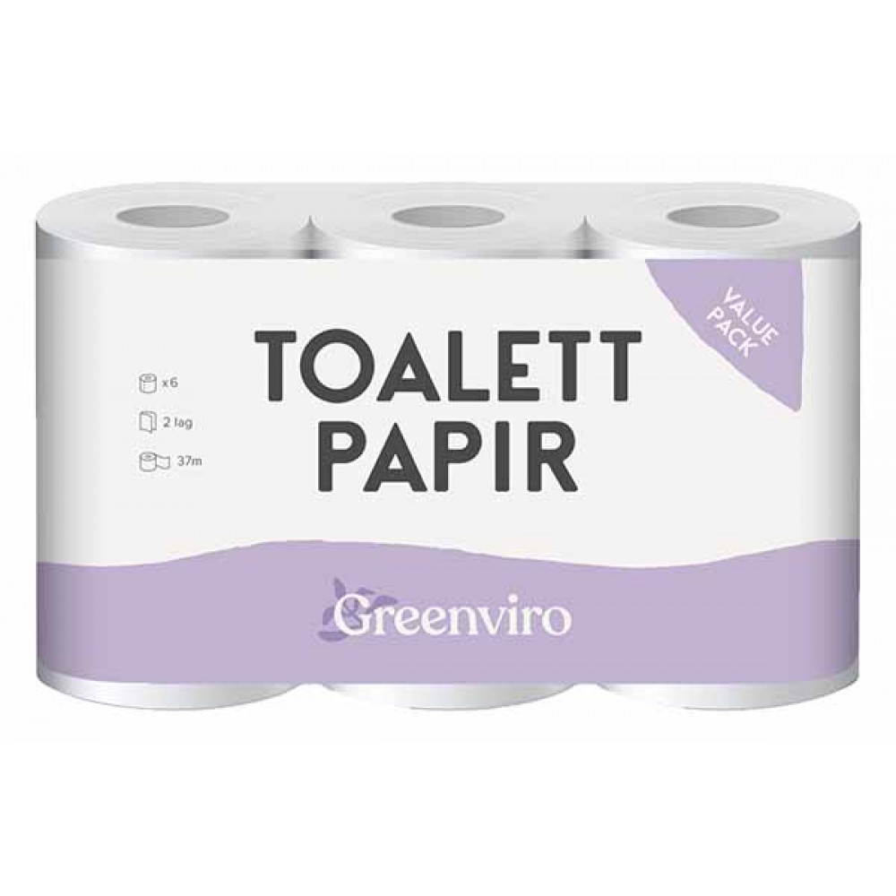 GREENVIRO Papel Higiénico 37M 2F Pack 6R Emb. 7