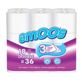 AMOOS Higiénico Softness 3 Folhas 18=36 30M Pack 18