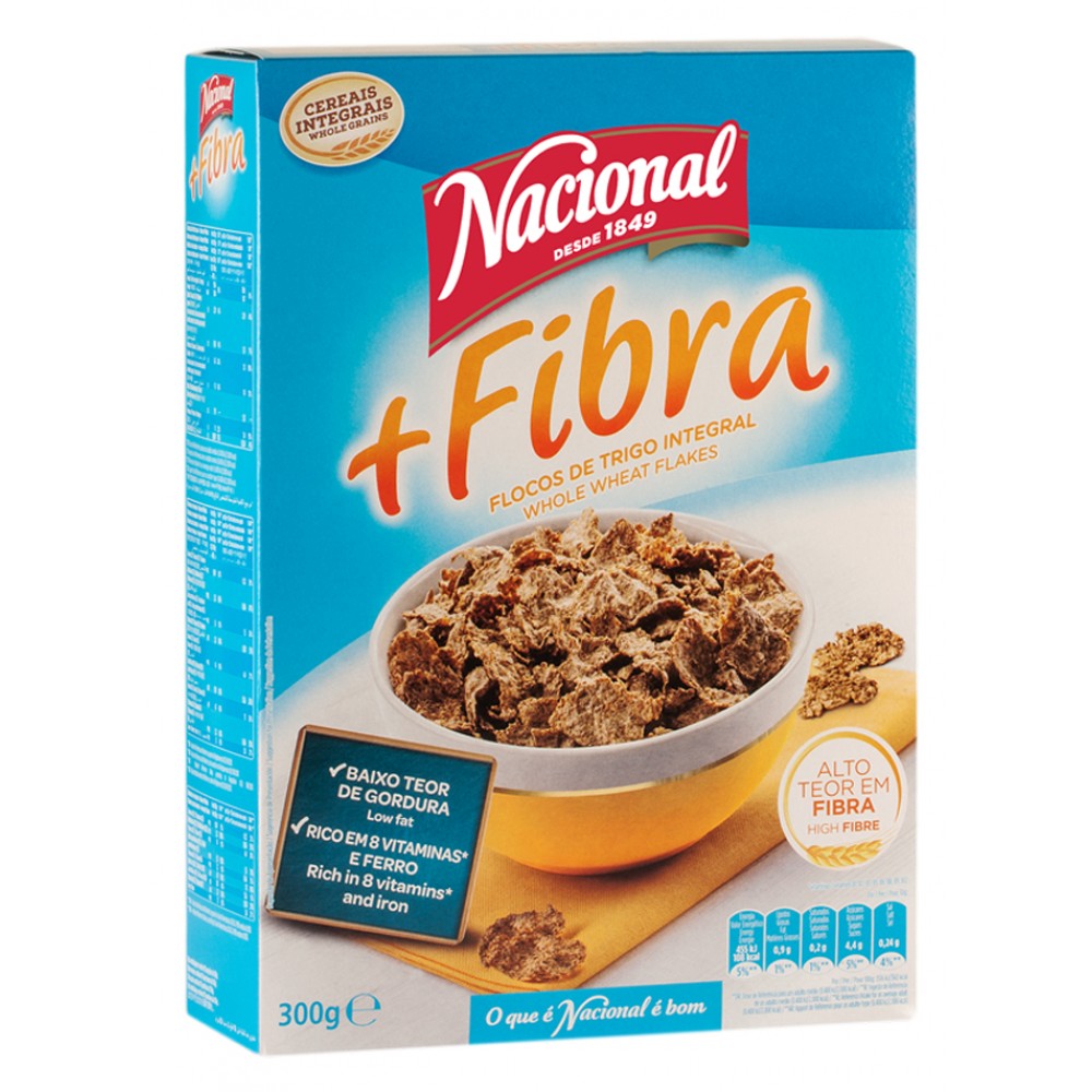 NACIONAL Cereais + Fibra Flocos Trigo Integral 300Grs Cx. 12