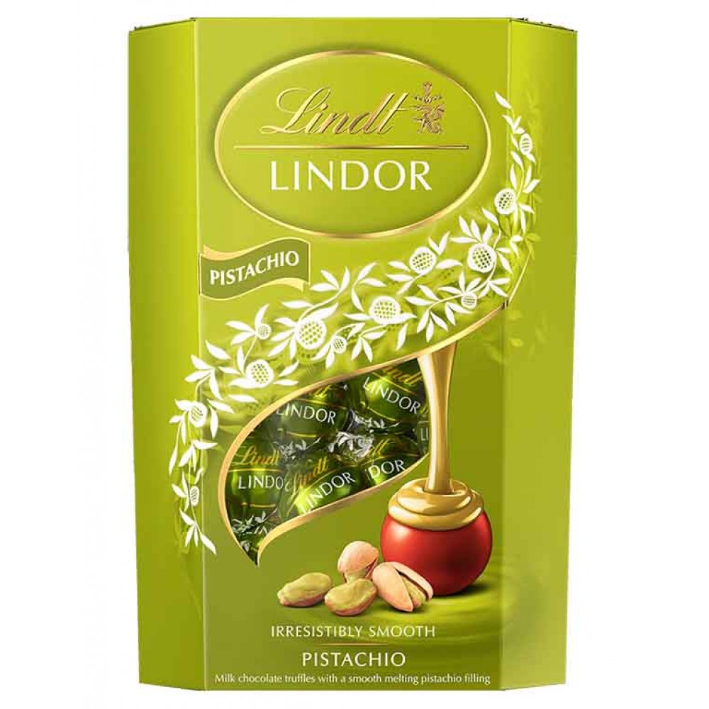 LINDT Lindor Cornet Bombons Chocolate Leite C/Recheio Pistachio 200 Grs Cx. 8