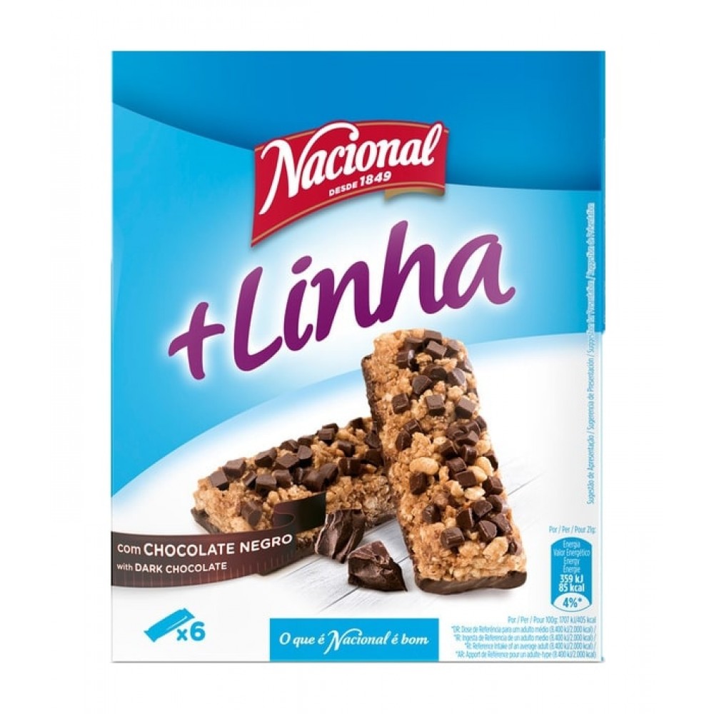 NACIONAL Barra de Cereais +Linha Chocolate Negro 138Grs Cx. 7