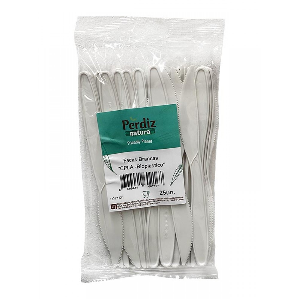 PERDIZ NATURA Facas Brancas Bioplástico 25un. Cx.25