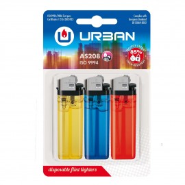URBAN Isqueiro Mão AS208 Blister 3 - Pack 12 Blisters - Cx. 240 Blisters (20 Packs)