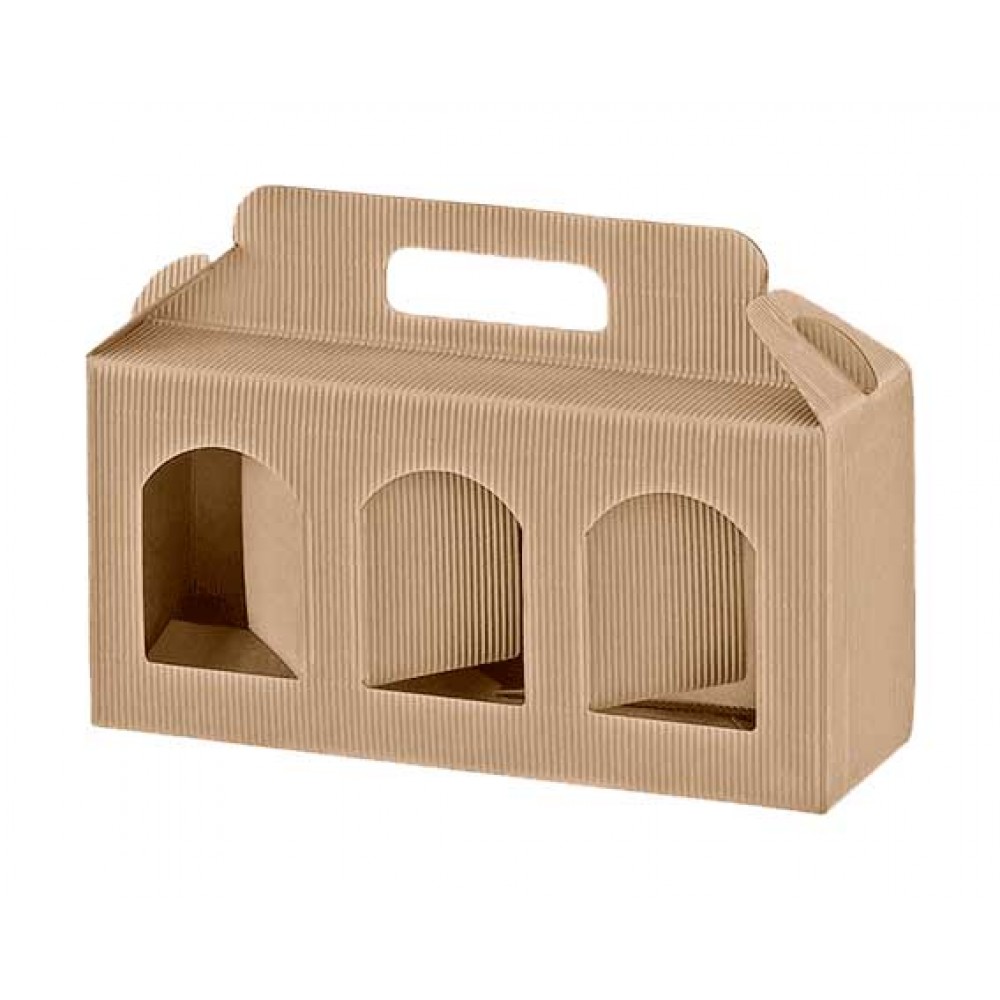 Caixa Cartao Kraft P/ 3 Frascos 250mmx80mmx120mm