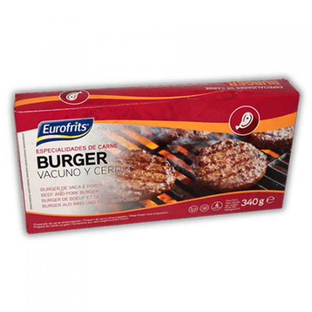 EUROFRITS Hambúrguer de Vaca e Porco 340grs Cx. 14