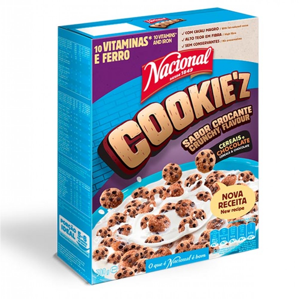 NACIONAL Cereais Cookies de Chocolate 300 Gr Cx.12