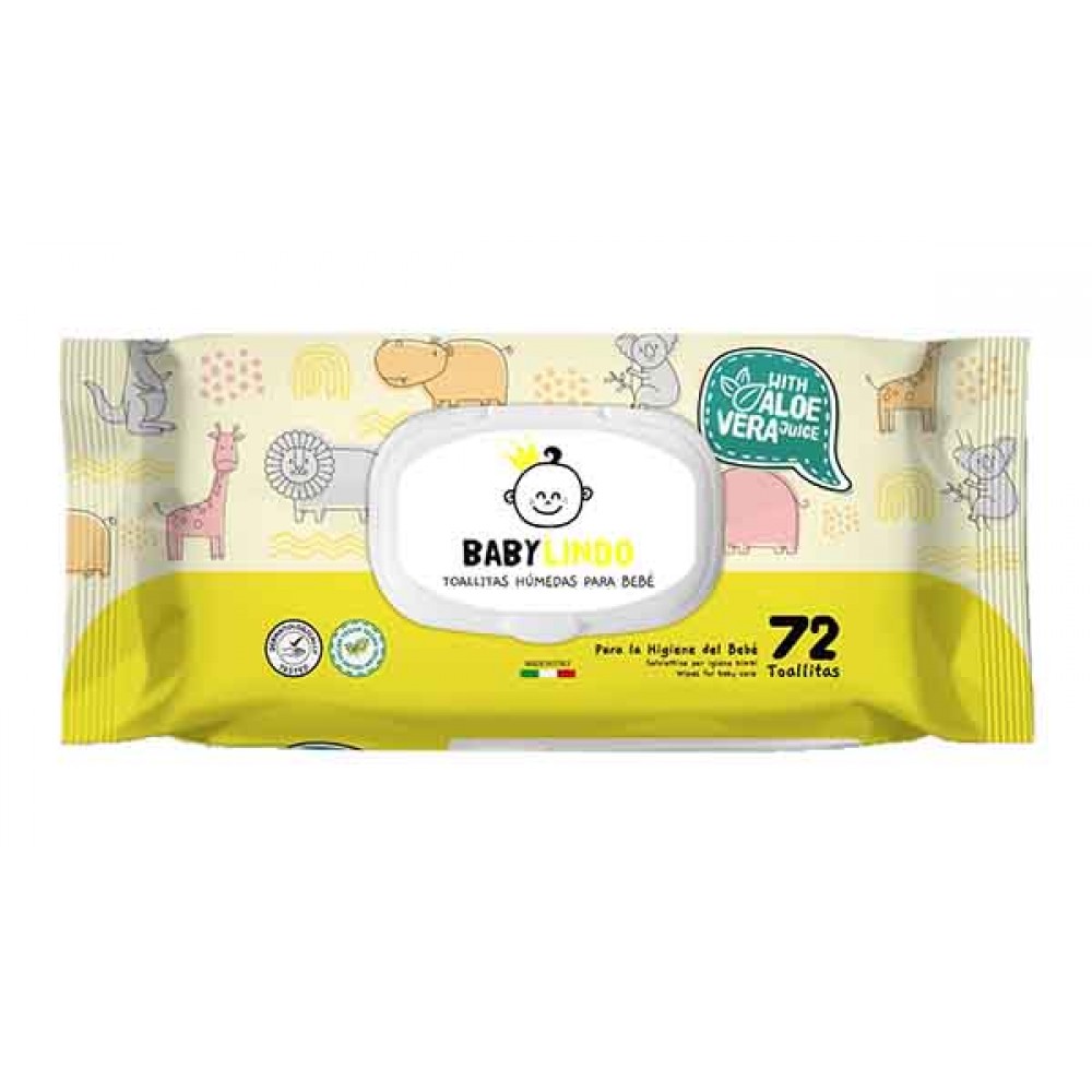 BABY LINDO Toalhitas com Aloe Vera 72uni Cx. 12