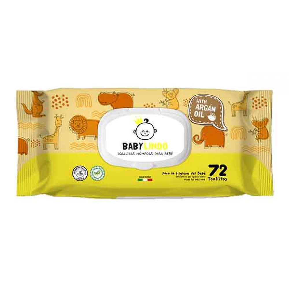 BABY LINDO Toalhitas com Óleo de Argão 72uni Cx. 12