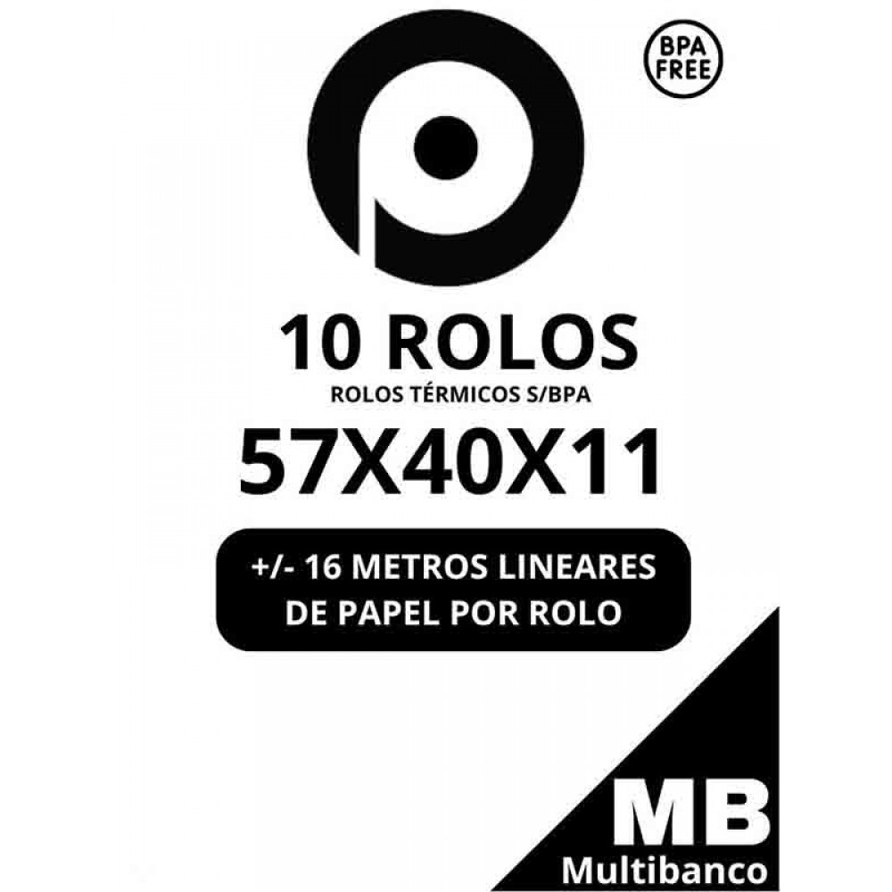 PO Rolo Térmico MB CJ10 57x40x11 Pack 10 Uni Cx. 10 Packs