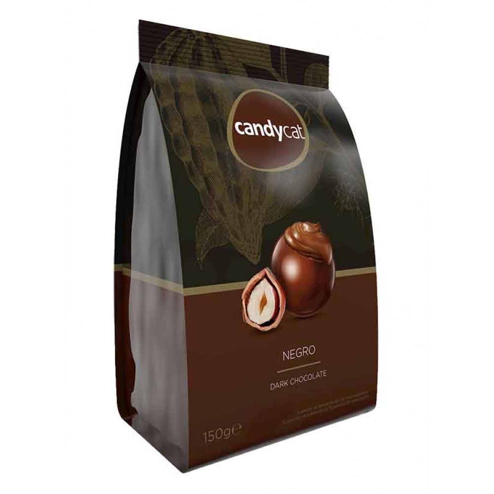 CANDYCAT Bombons Pralinés de Chocolate Negro Recheados C/Creme de Avelã 134 Grs Cx. 20