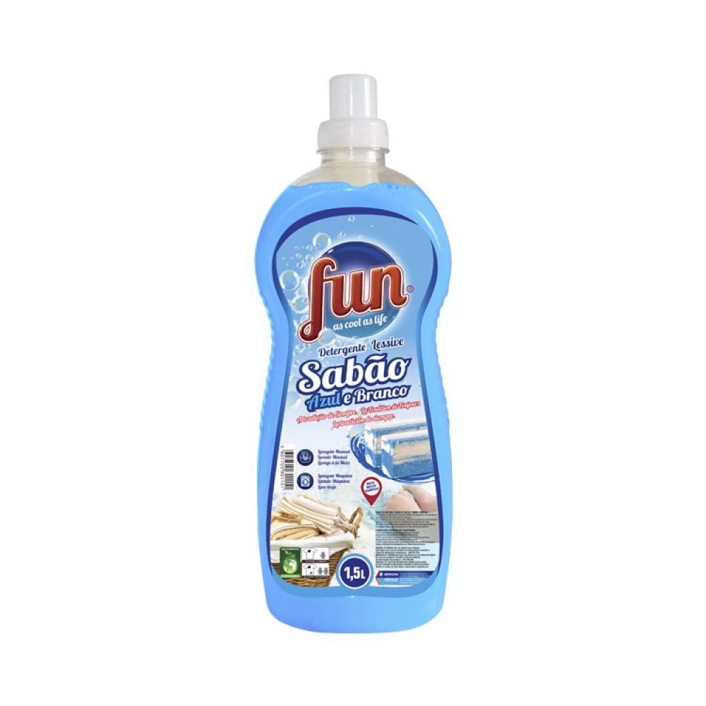 FUN Detergente Líquido Sabão Azul e Branco 1,56Lt Cx. 9