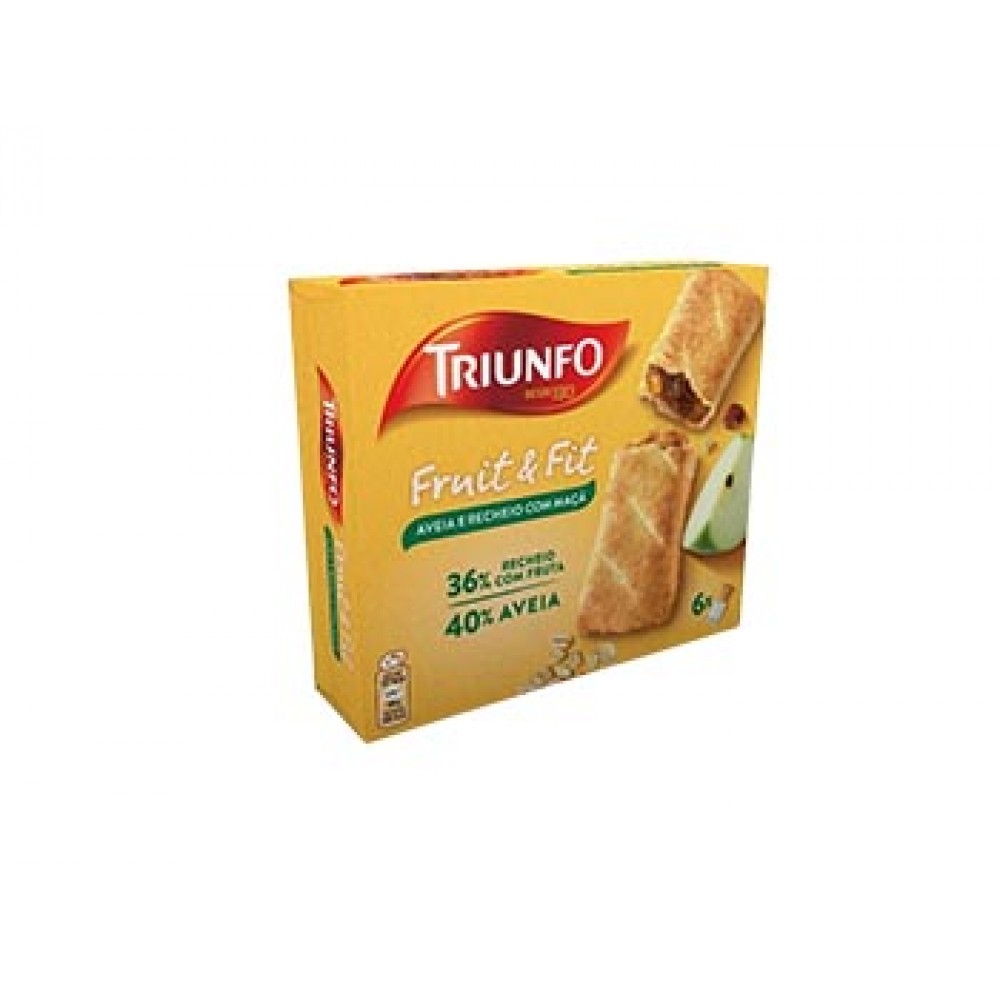 TRIUNFO Bolacha Fruit & Fit C/Aveia & Recheio de Maçã 200 Grs Cx. 12