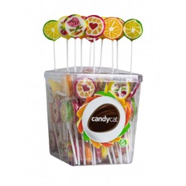 CANDYCAT Piruletas de Frutas 10 Grs Pack 100 Cx. 6 Packs