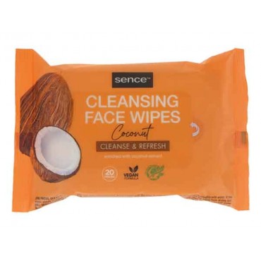 SENCE Toalhitas de Limpeza Facial Coco 20 Uni. Cx. 24