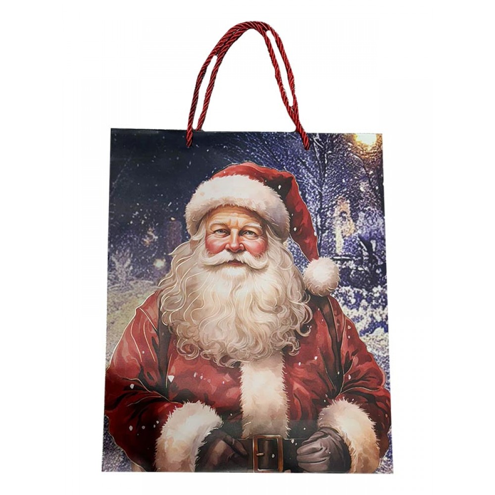 Saco Presente Papel Pai Natal 32x26x10 Cm Pack 12