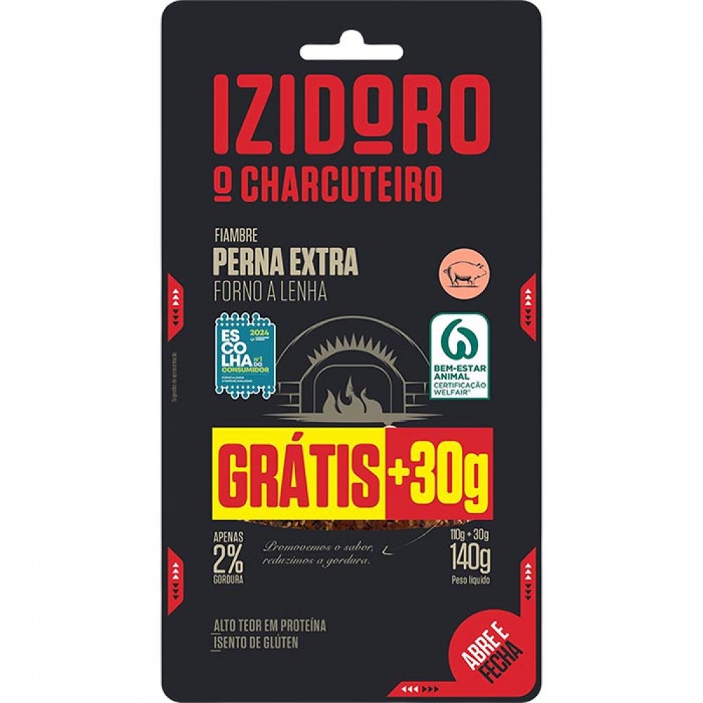 IZIDORO Fiambre Perna Extra Forno A Lenha 110+30Grs Cx.8