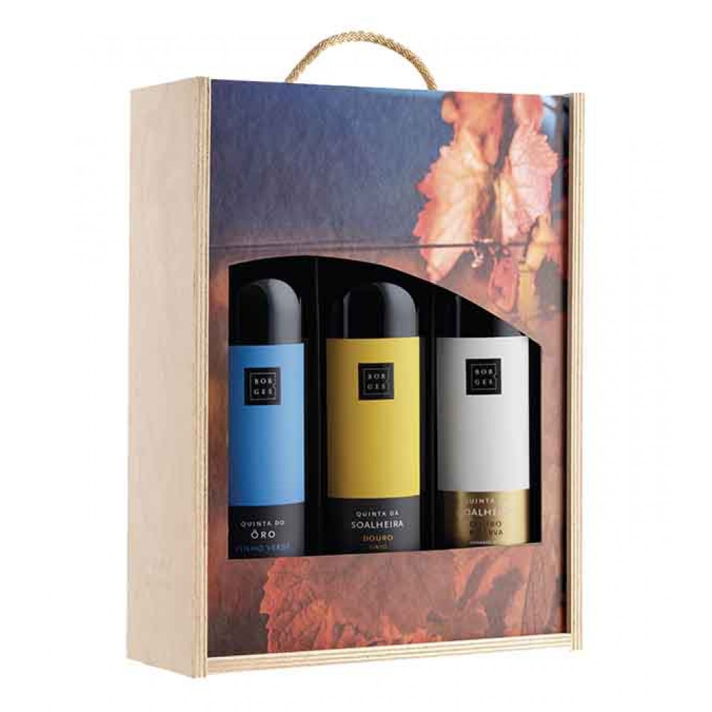 JMV Conjunto Borges (Quinta da Soalheira Douro Reserva Tinto 2022 750Ml + Quinta da Soalheira Douro Tinto 750Ml + Quinta do Ôro Vinho Verde Branco 750Ml) Cx. 3 Conjuntos