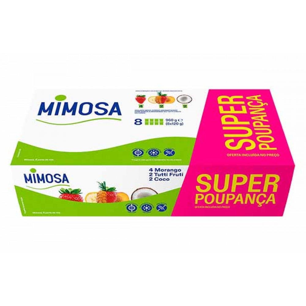 MIMOSA Aroma Morango/Coco/Tutti Frutti 8x120g