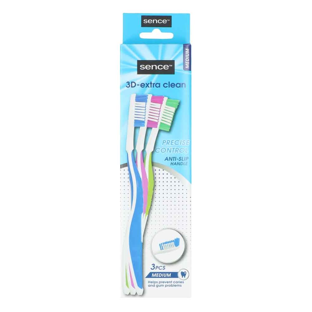 Sencefresh Escova Dentes 3D-Xtra Clean Medium Pack 3 Cx. 144