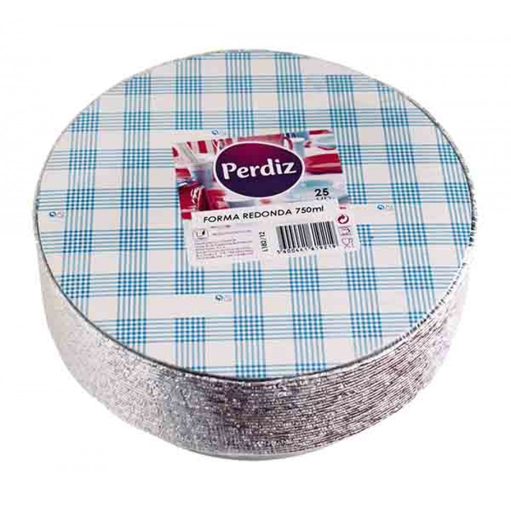 PERDIZ Forma Redonda Alumínio 750 Ml Pack 25 Uni Cx. 20 Packs