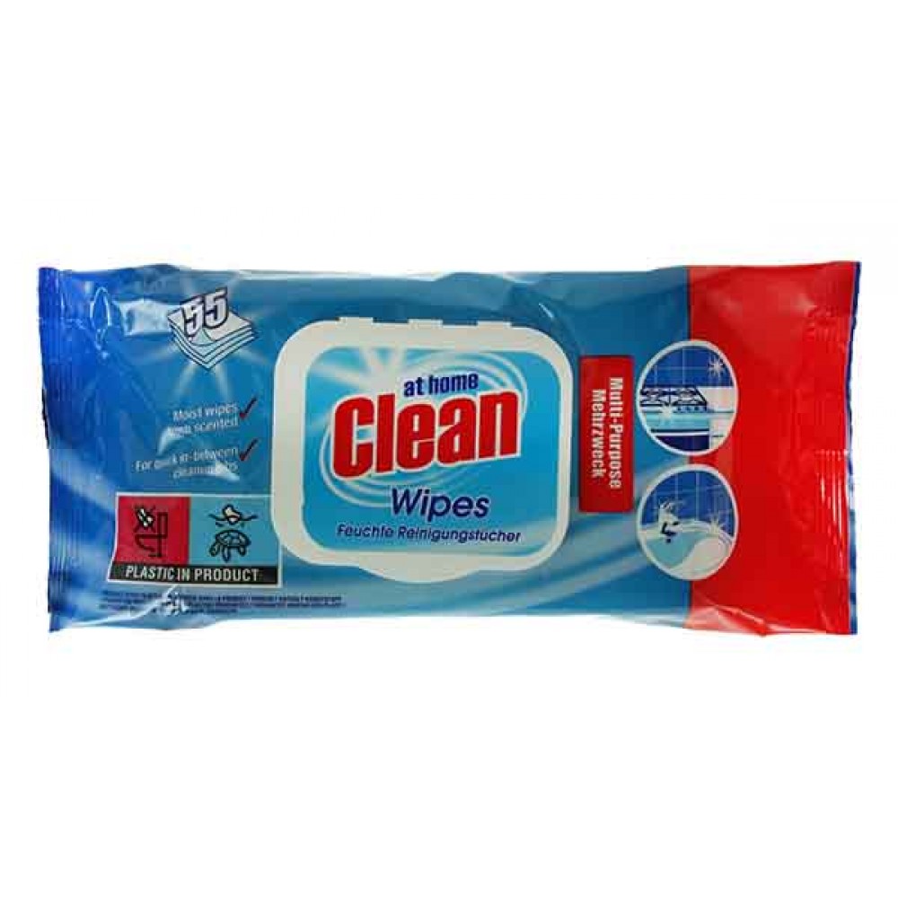 AT Home Clean Toalhitas Limpeza Multiusos 55 Toalhitas Cx. 24