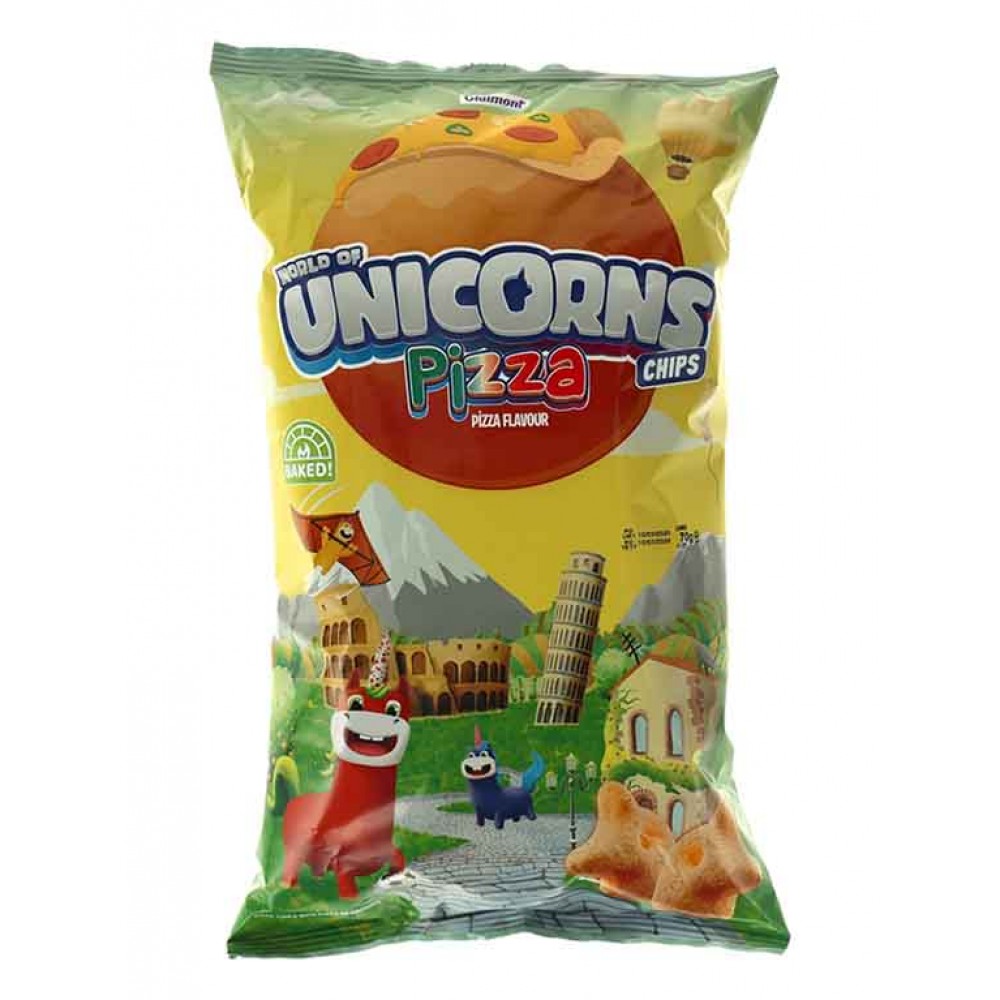 WORLD OF UNICORNS Batatas Fritas Sabor Pizza 70 Grs Cx. 15