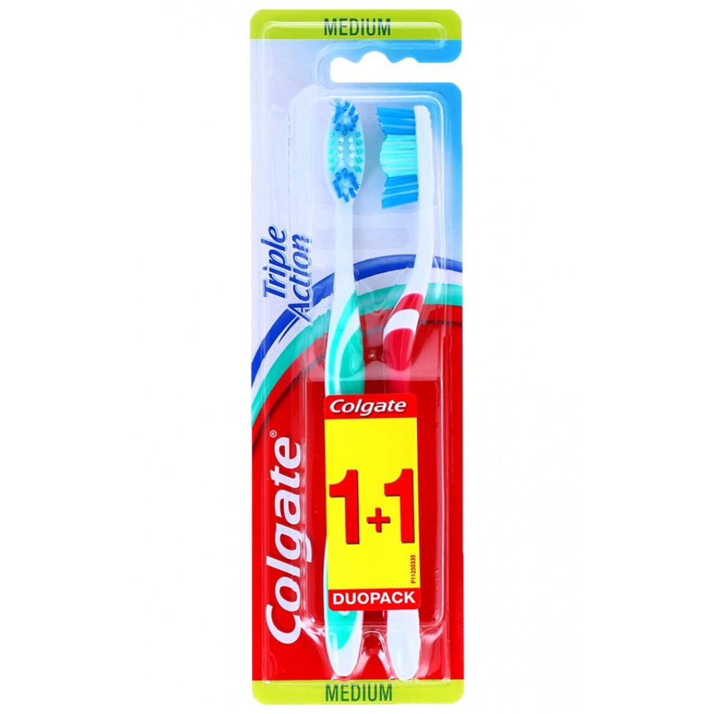 COLGATE EscovaTriple Action Medium DuoPack (1+1) Cx. 12 Packs