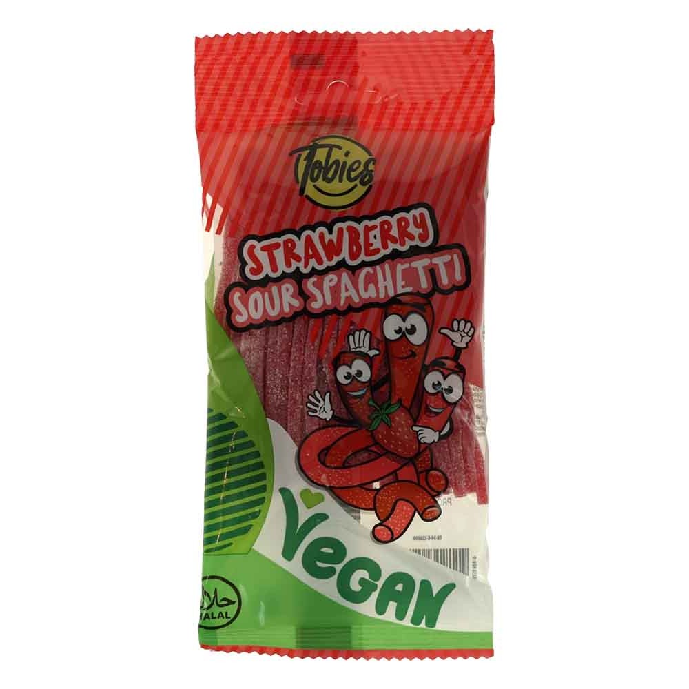 TOBIES Gomas Tubos Sour Morango Vegan 150 Grs Cx. 60