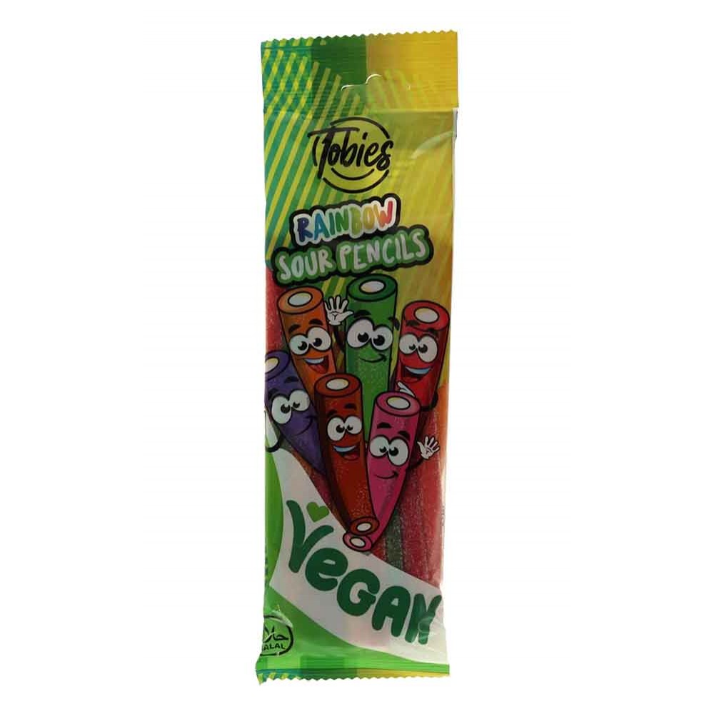 TOBIES Gomas Lápis Sour Rainbow Vegan 180 Grs Cx. 24