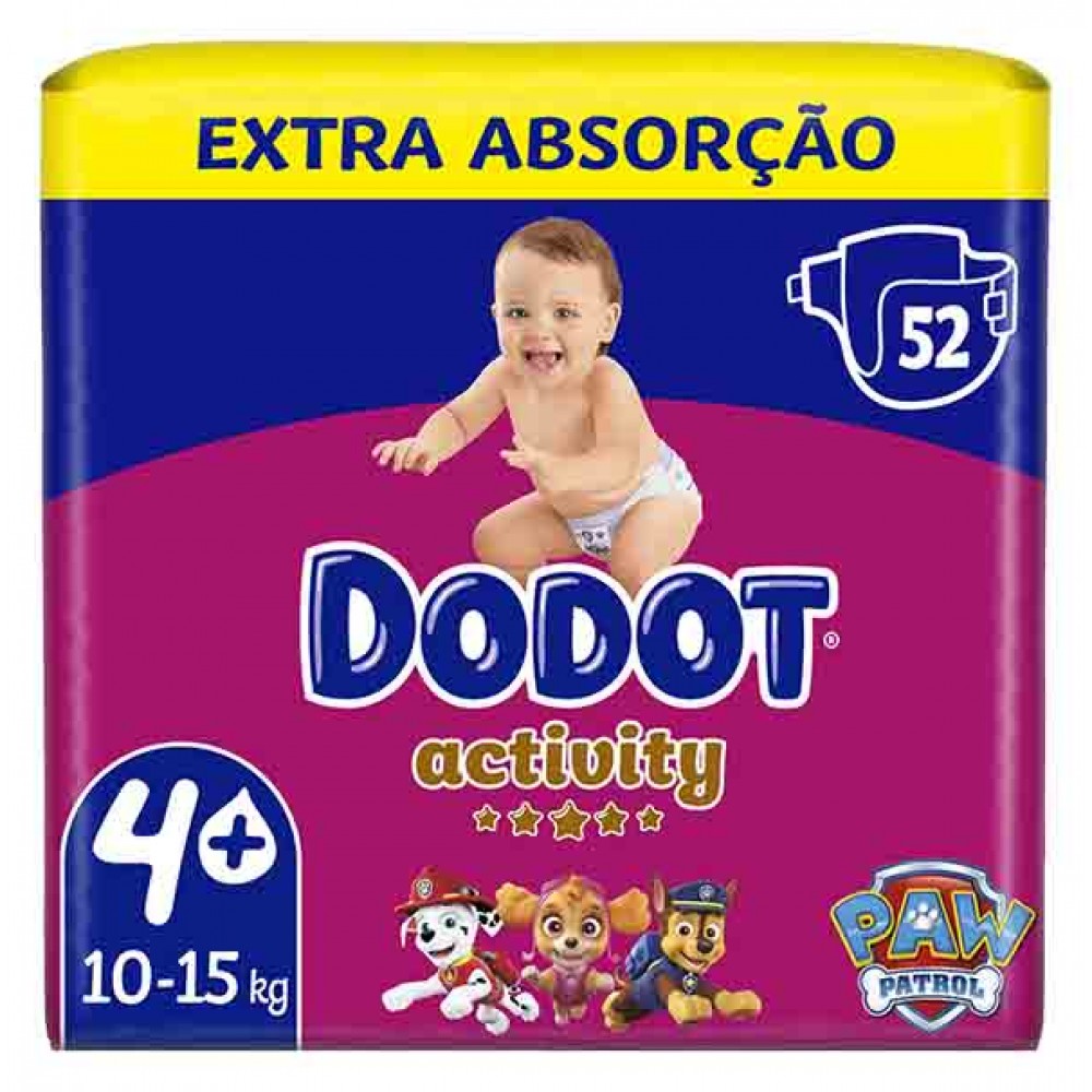 DODOT Activity Fraldas Tamanho 4+ 10-15kg Pack 52un Cx. 2