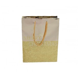 Saco Presente Papel SS Merry Christmas Dourado 23x18x10 Cm Pack 12 Cx. 144 (12 Packs)