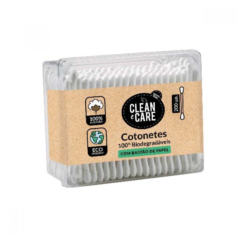 CLEAN CARE Cotonetes C/ Bastão de Papel 200un Pack 12 Cx. 48