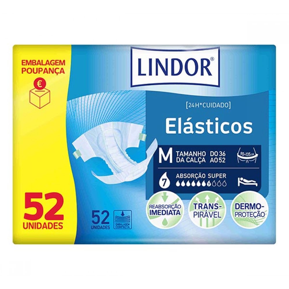 LINDOR Fraldas Adulto Tam M 52uni Pack 2