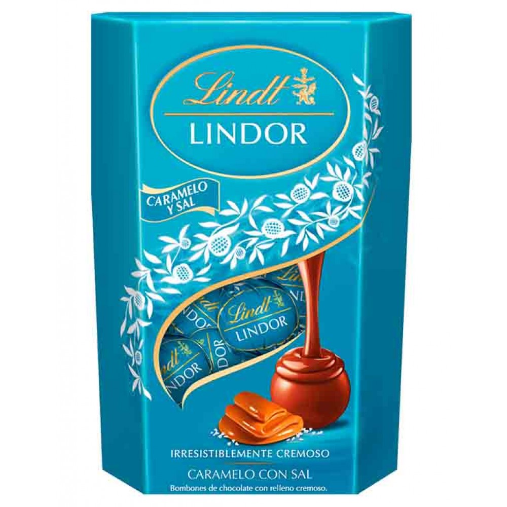 LINDT Lindor Cornet Bombons Chocolate & Flor de Sal C/Recheio Caramelo 200 Grs Cx. 8