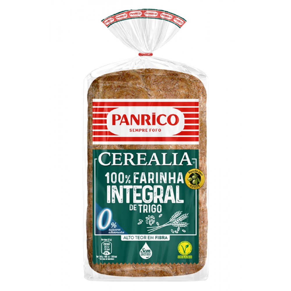 PANRICO Pão de Forma 100% Farinha Integral 0% Açucares 385Grs Cx. 6