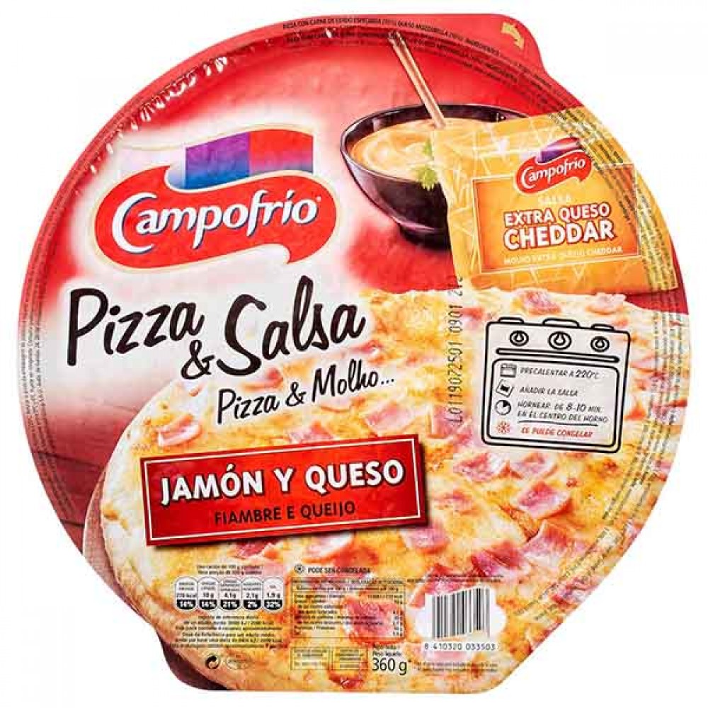 CAMPOFRIO Pizza Fiambre e Queijo C/ Molho Queijo Chedar 360Grs Cx. 7