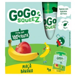 GOGO Squeez Maçã e Banana 100% Fruta Embalagem 90Grs Pack 4 Cx. 12 Packs
