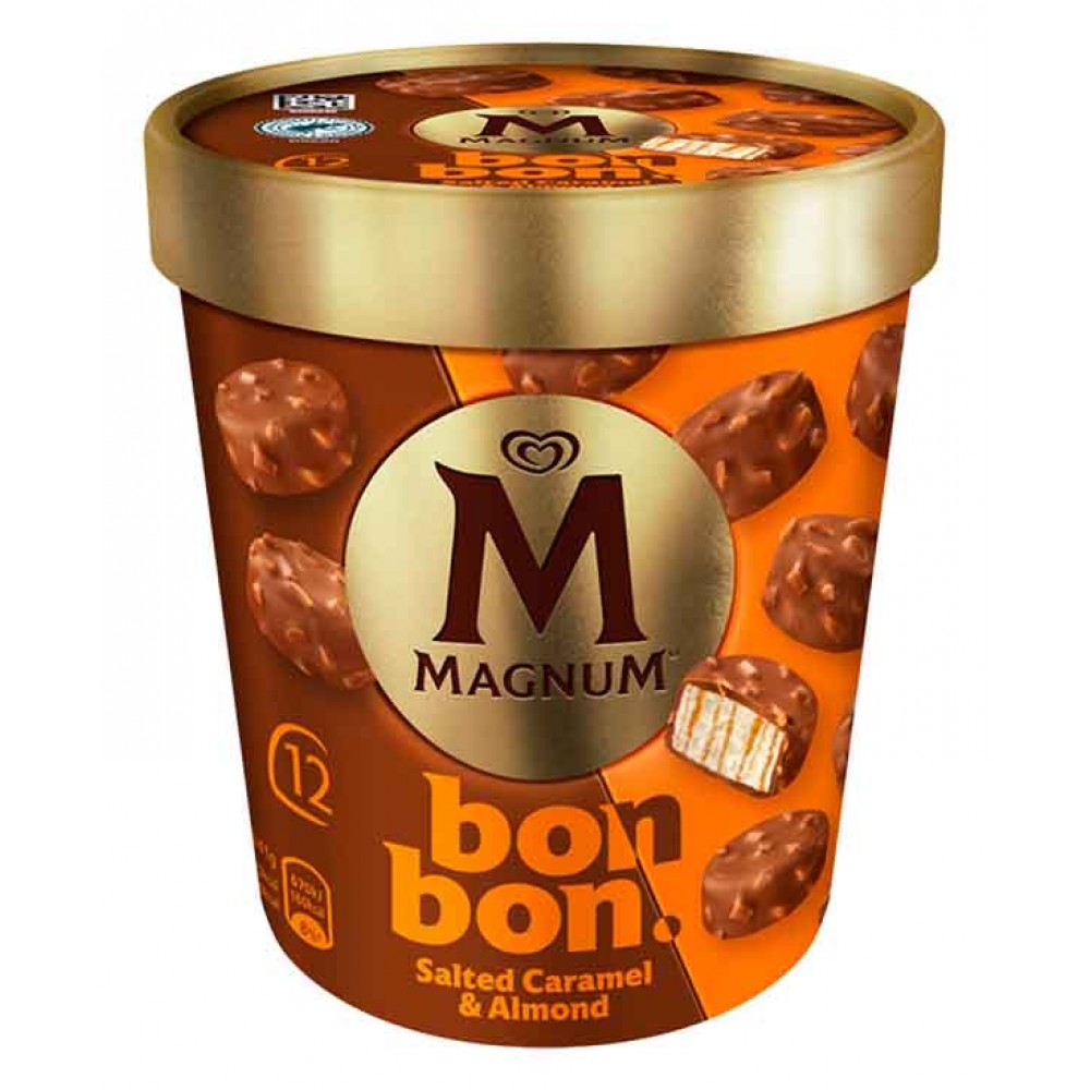 MAGNUM Bon Bon Caramelo Salgado e Amendoa Pack 12 204Ml Cx. 8