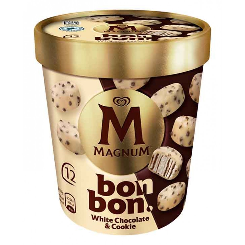 MAGNUM Bon Bon Chocolate Branco e Bolacha Pack 12 204Ml Cx. 8