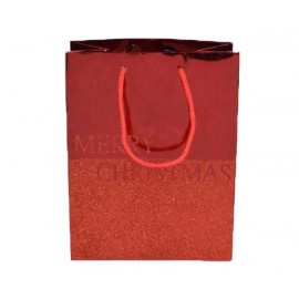 Saco Presente Papel SS Merry Christmas Vermelho 32x26x10 Cm Pack 12 Cx. 144 (12 Packs)