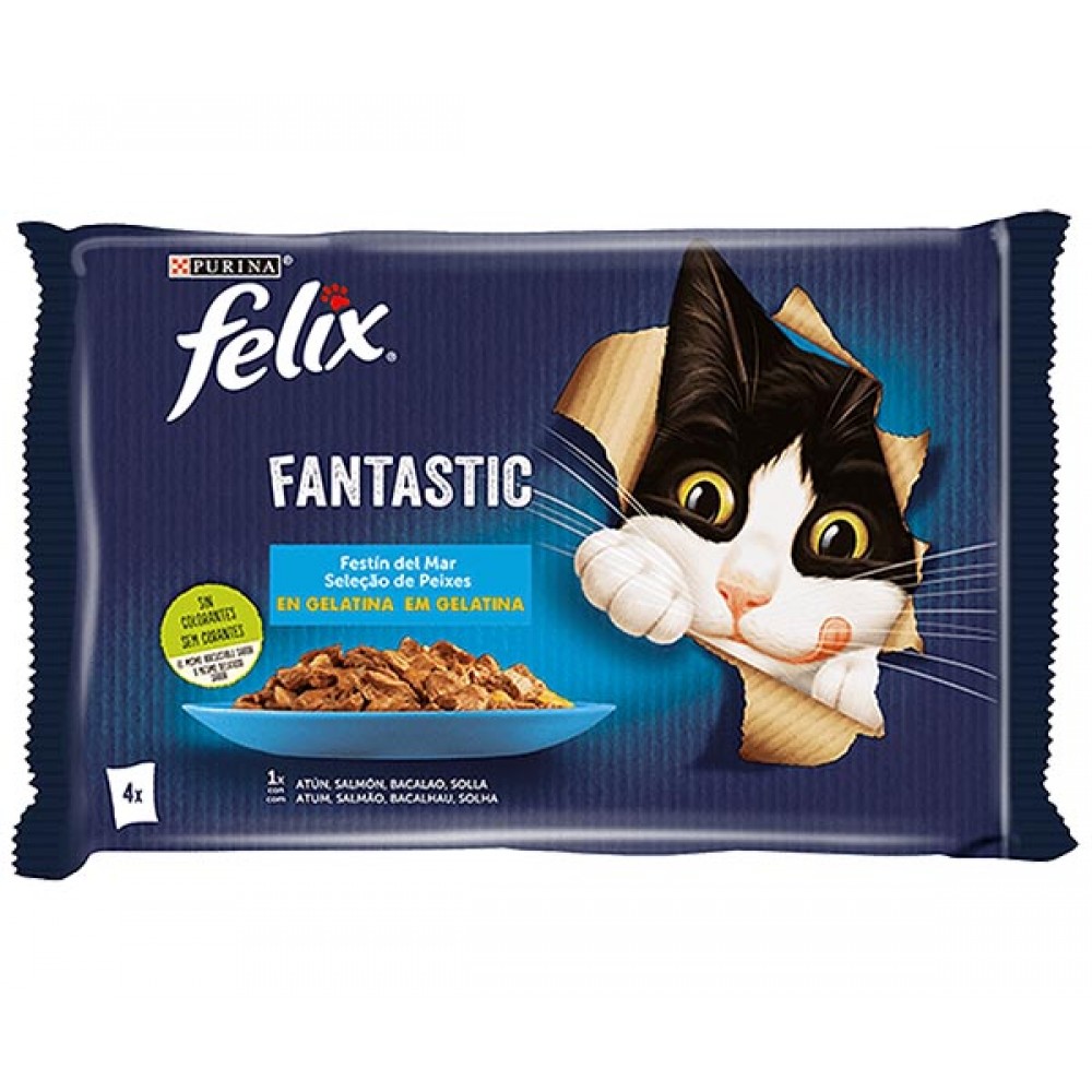 FELIX Fantastic Gelatina Seleção de Peixes 4x85grs 340Grs Cx. 12
