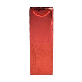 Saco Presente Garrafa SS Merry Christmas Vermelho 36x12x11 Cm Pack 12 Cx. 144 (12 Packs)