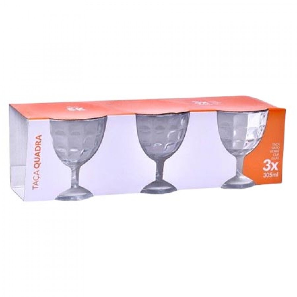 SK Taça de Vidro Quadra 305Ml Pack 3 Cx. 12 Packs