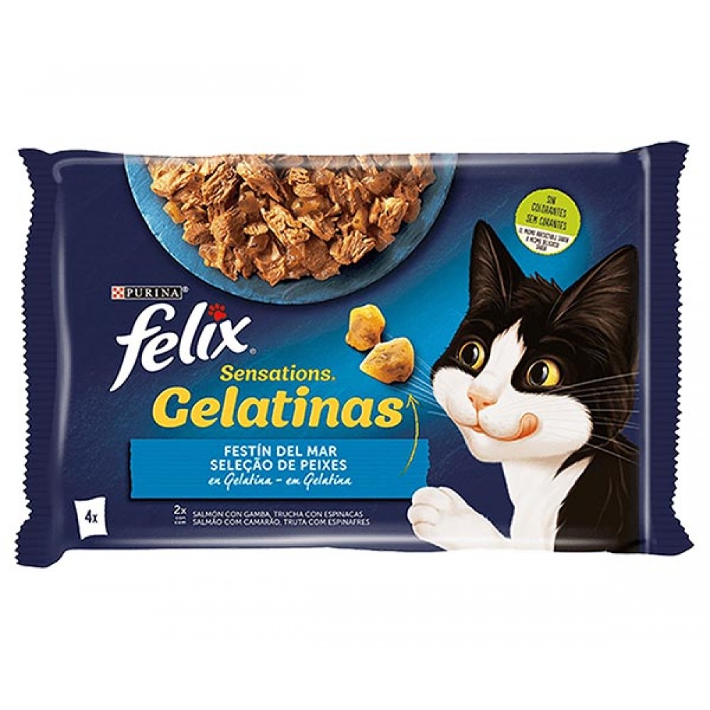 FELIX Sensations Gelatina Seleção de Peixes 4x85grs 340Grs Cx. 12